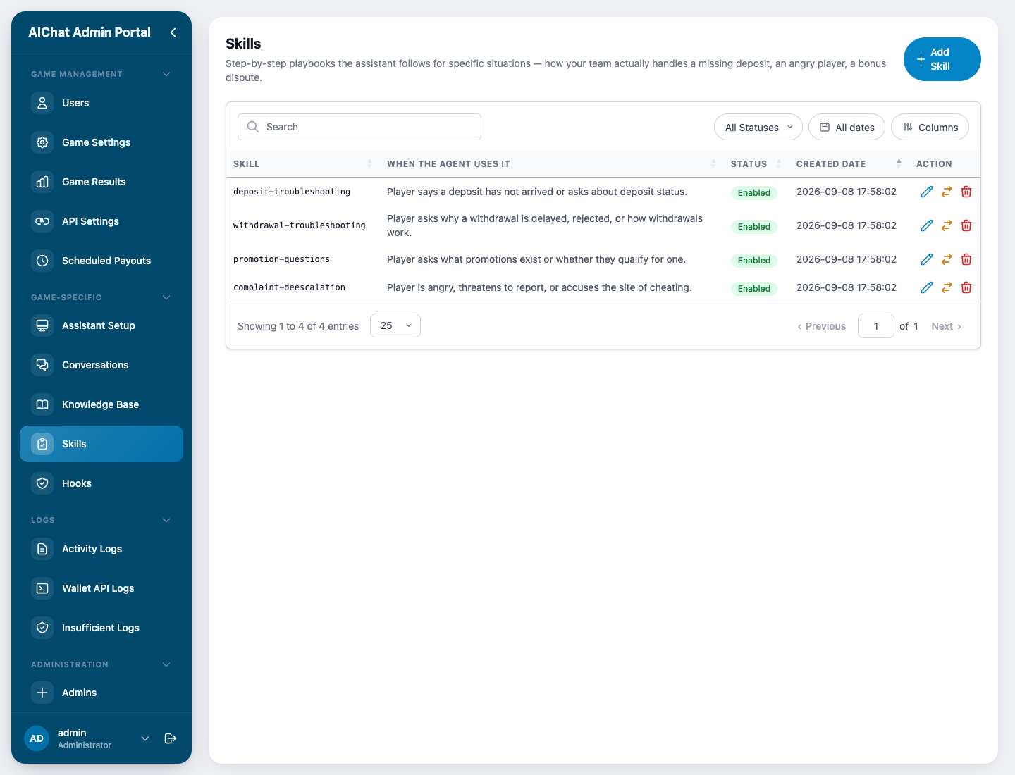 AI Chat current setting section 4