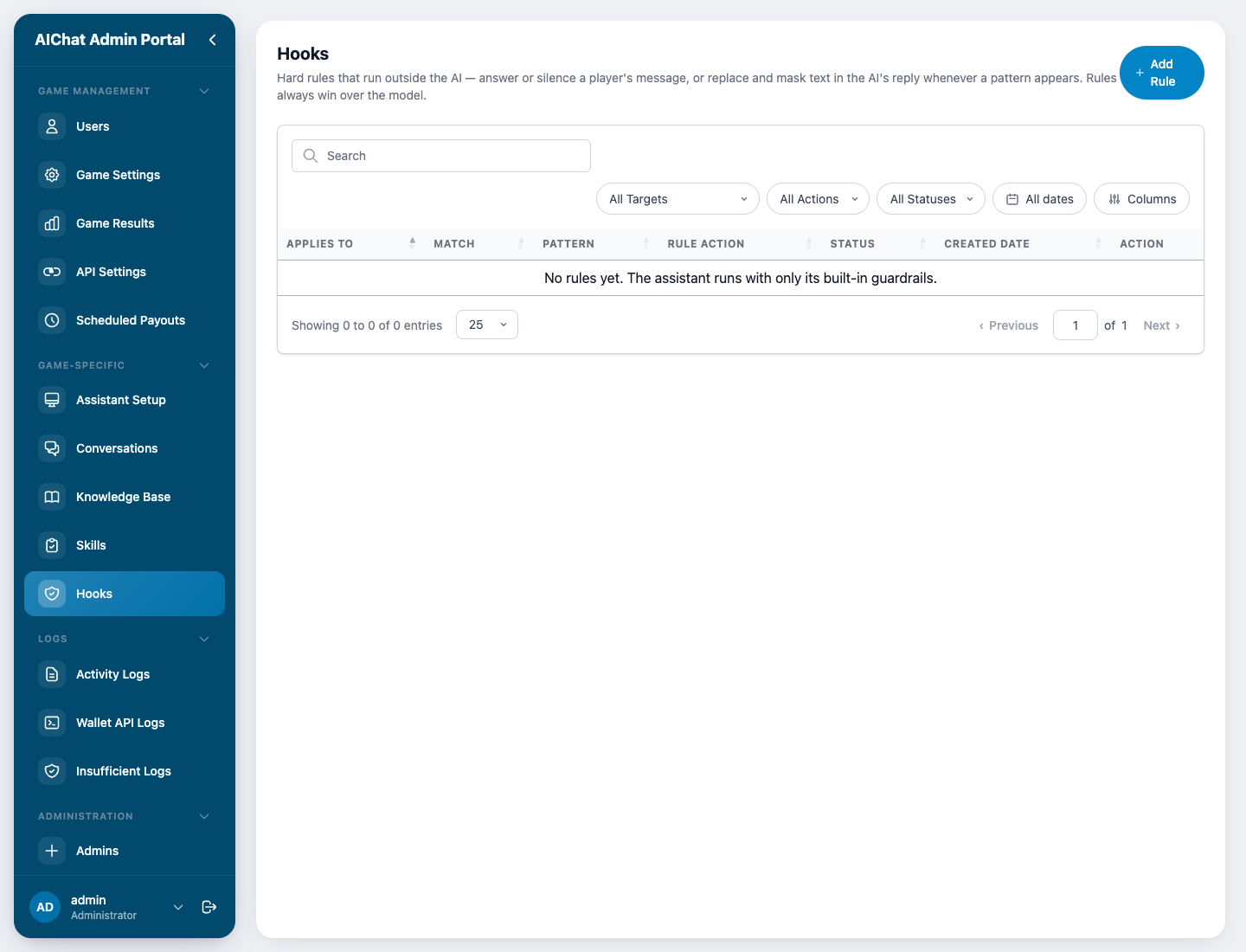AI Chat current setting section 5
