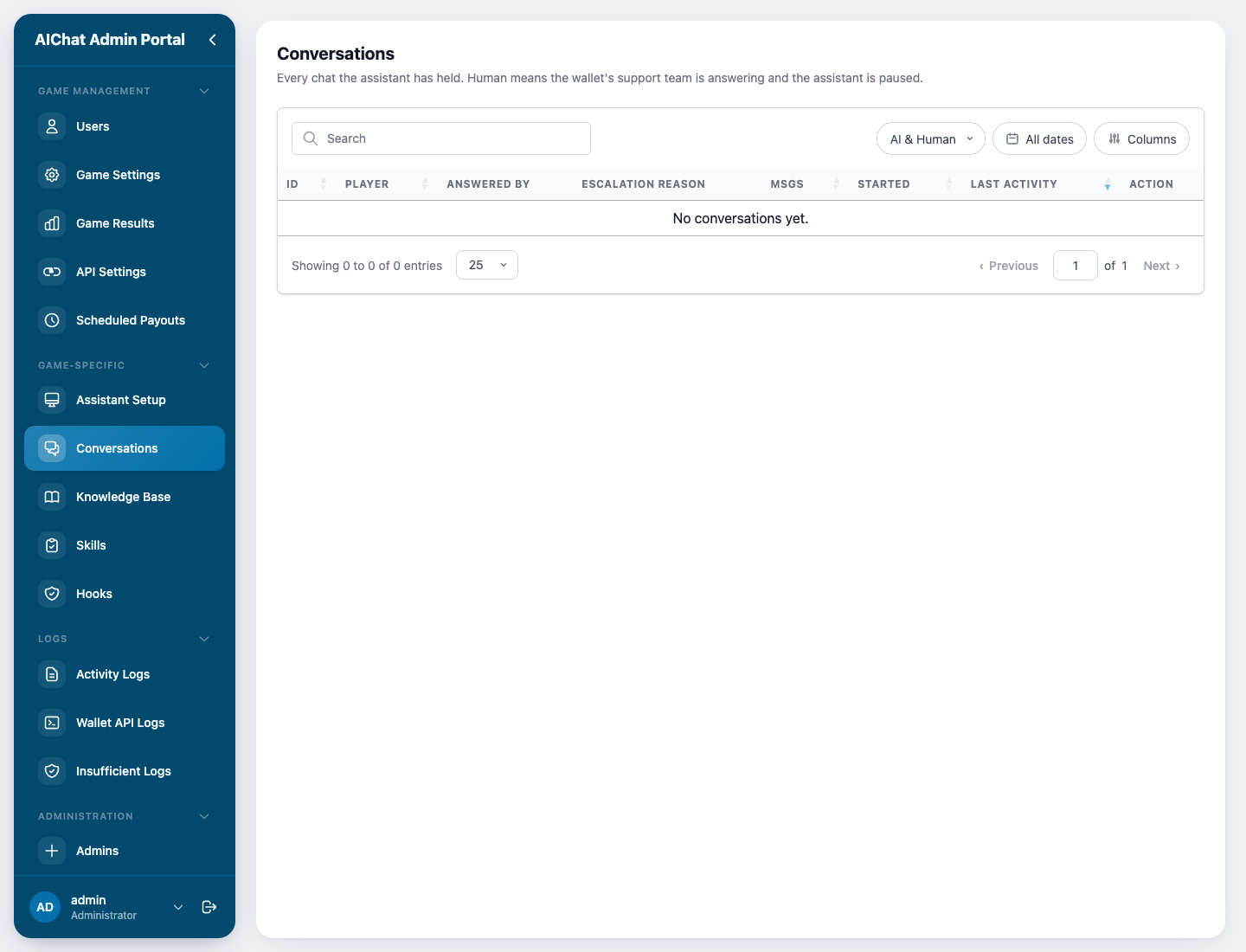 AI Chat current setting section 6