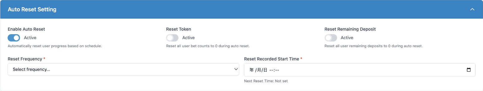 Auto Reset Setting