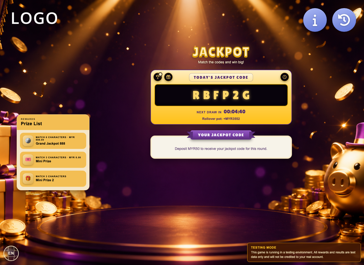 Jackpot player screen
