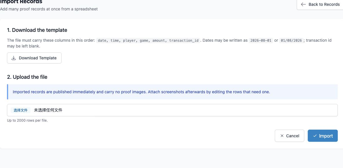 Proof CSV import
