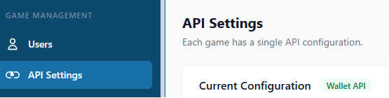 API Settings menu
