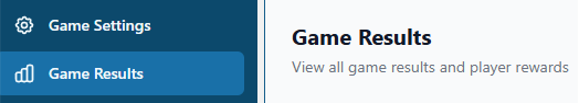 Game Results menu