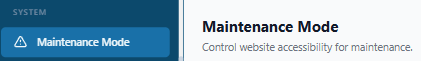 Maintenance Mode menu