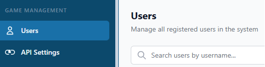 Users menu